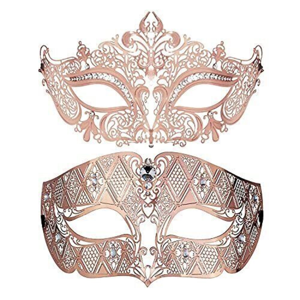 3344 Couple's Mardi Gras Mask Masquerade Party Mask Metal Masks Venetian